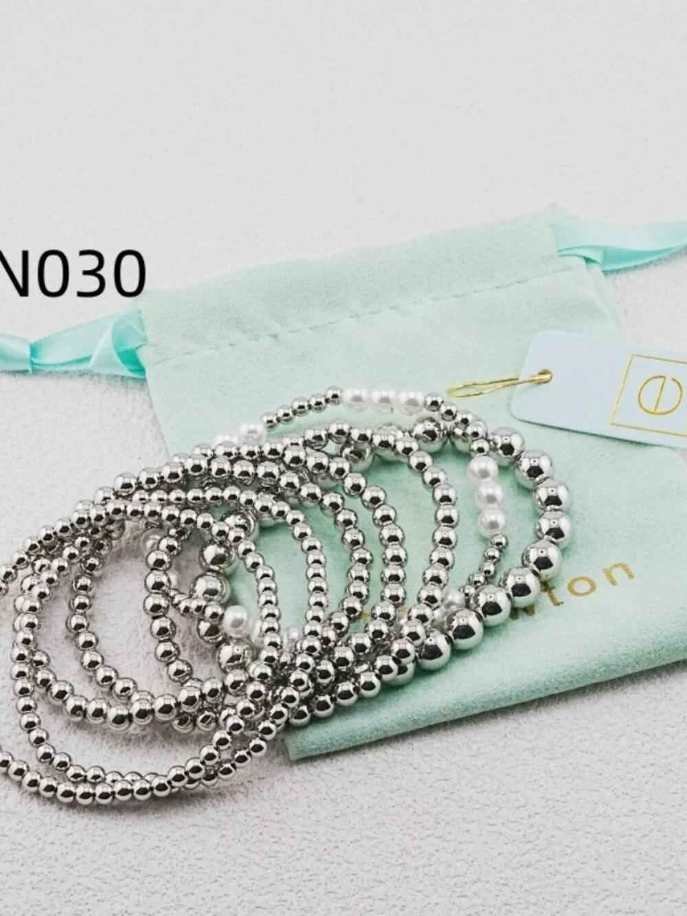 Enewton Platinum Bead Seven-Piece Bracelet Set